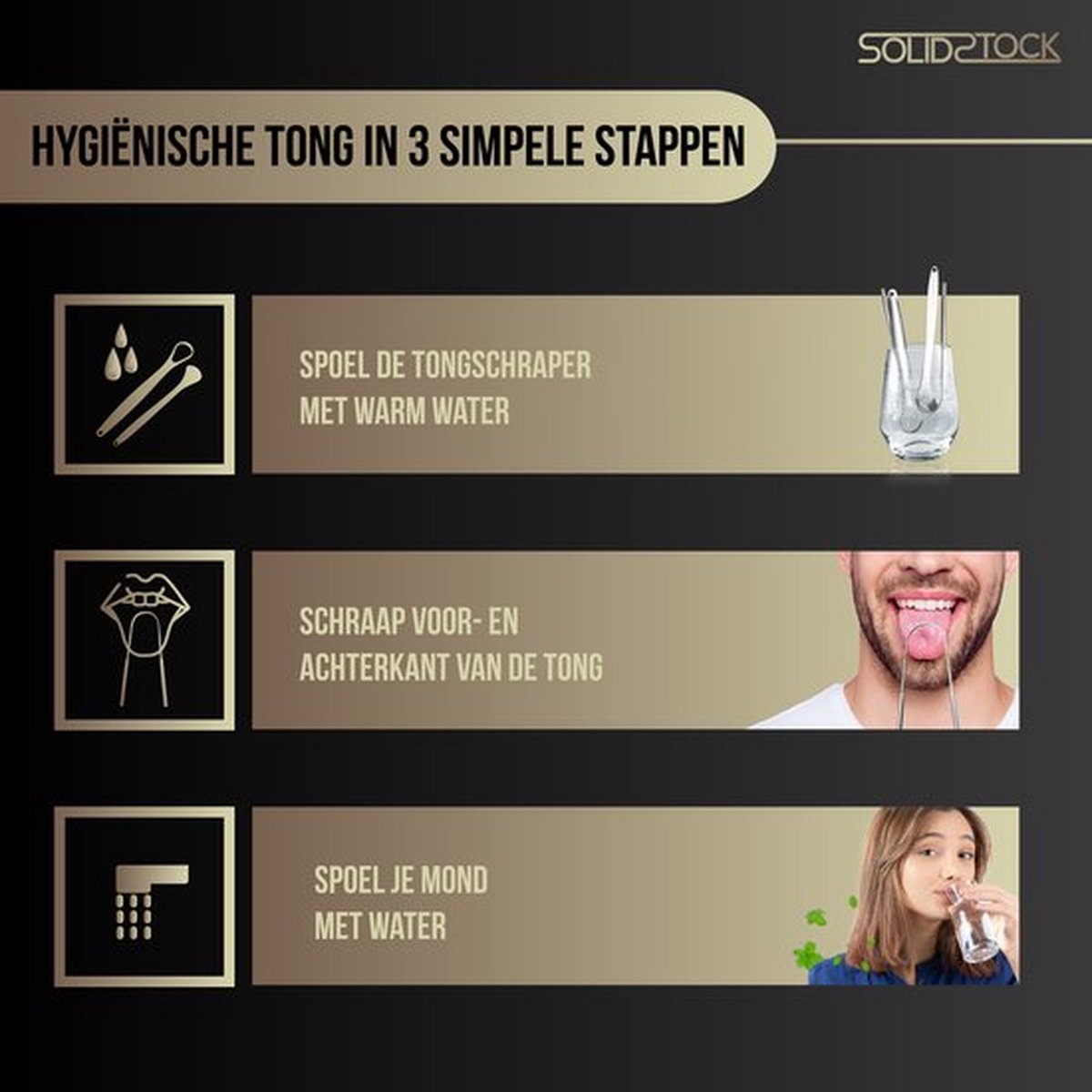 SolidStock Professional Tongue Scraper - 5 in 1 Set - For Oral Care - Tongue Cleaner - Tongue Brush - Ayurveda - stainless steel