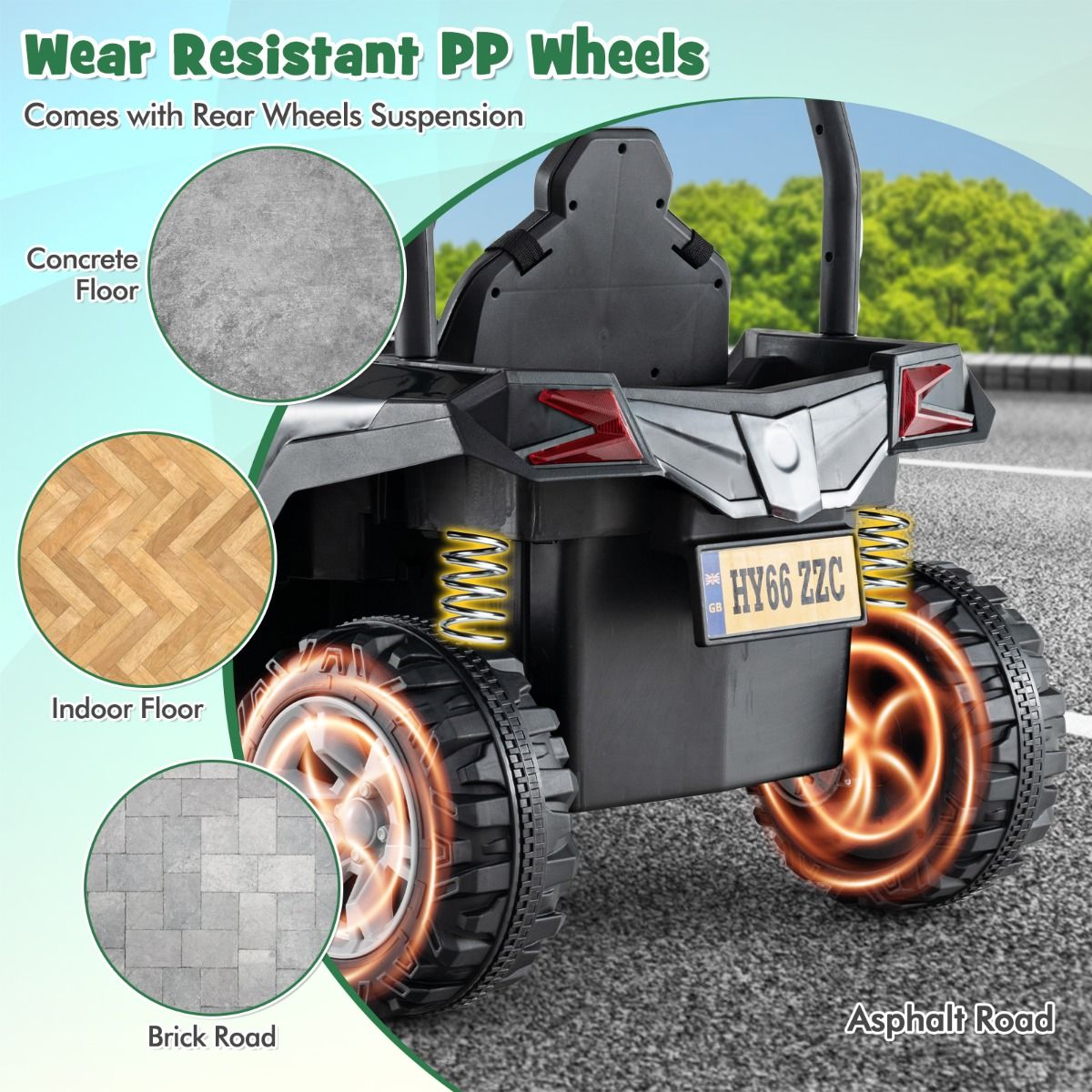 Coast - 24V Buggy Vehicle - RC & Double Spring Suspension - Large Kids Car - PP/Metal - Camouflage