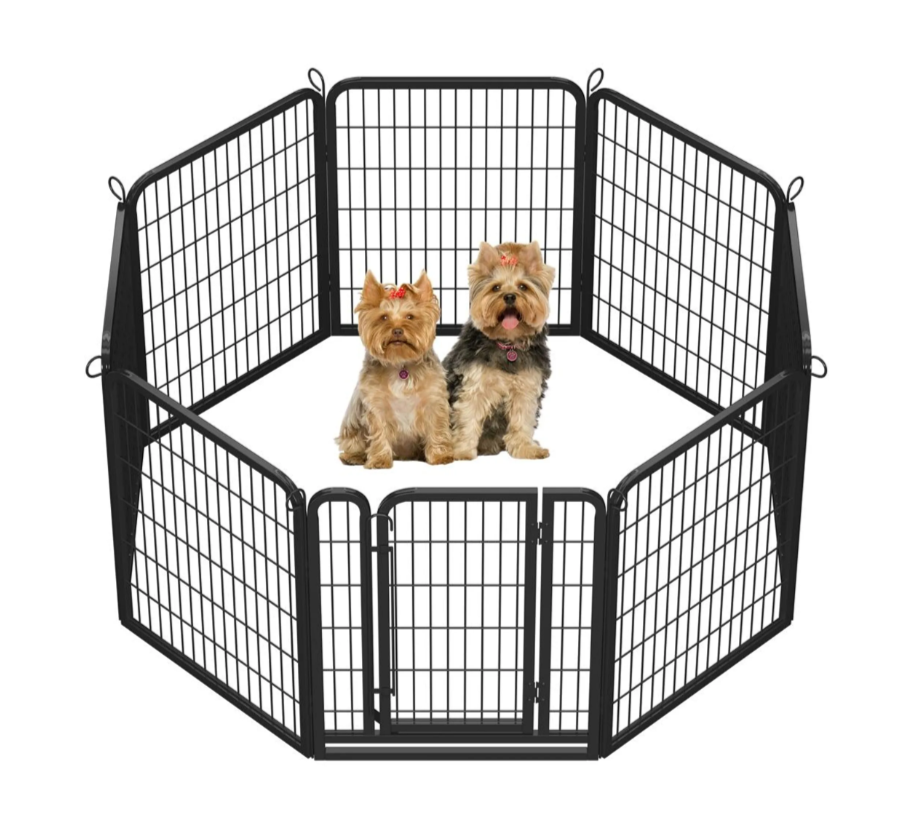 Yaheetech Enclos pour chiots, 8 pièces, 200 x 68 x 80 cm - Noir - Enclos pliable pour chiens - Avec porte et sac de transport