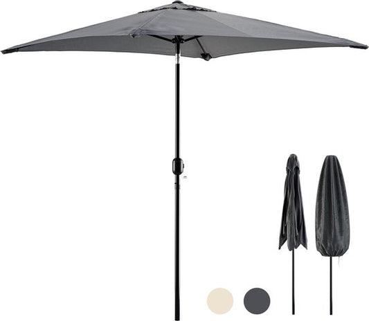 Parasol à mât Tristar - Carré - 200 x 200 cm - Balcon et jardin - Inclinable - Housse de protection incluse - PA-7901 - Gris foncé