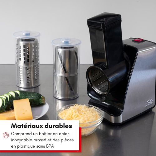 Râpe Multifonctionnelle Solis Slice & More 8401 Hache, Moud et Râpe avec 5 Tambours de Coupe