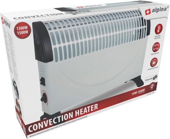 alpina Radiateur convecteur - 1500W - Sur pieds - Thermostat réglable - Blanc