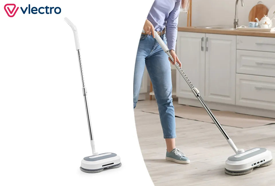 Vlectro - Extra Parts Rotary Floor Cleaner - Universal Wipes Dark Grey/Pink/Light Grey - Includes 14-piece Accessory Set