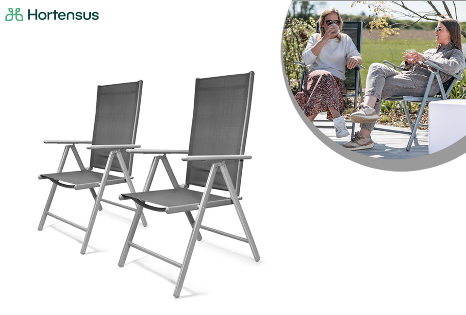 Chaises de jardin en aluminium Hortensus avec dossier réglable - 106x62x57cm