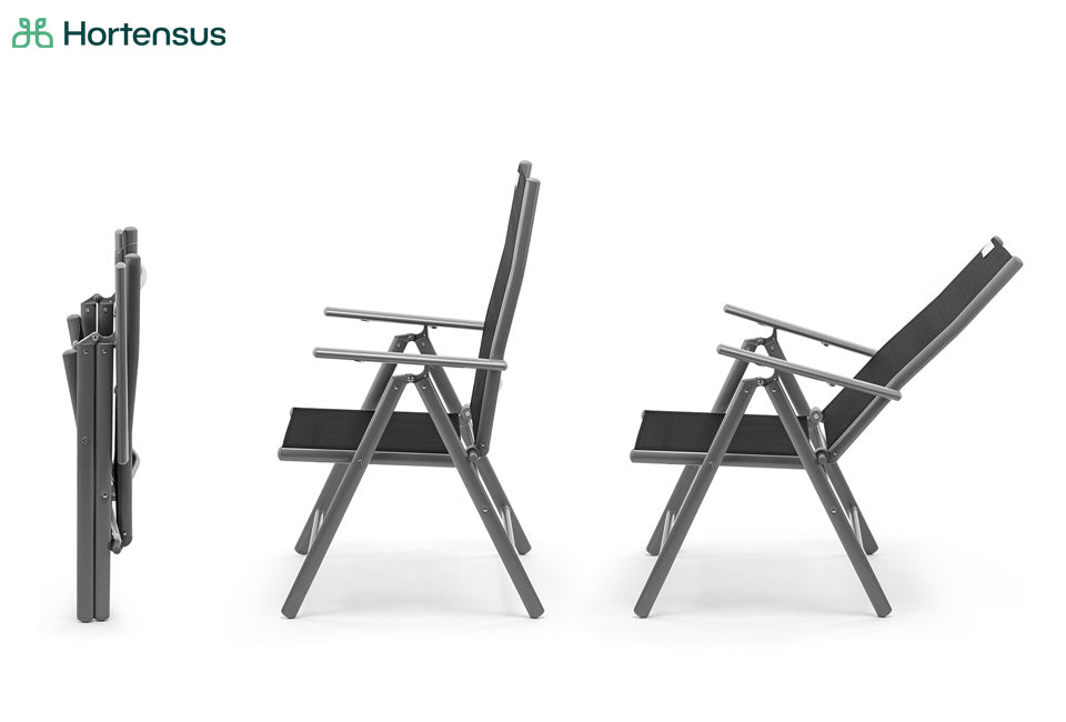 Chaises de jardin en aluminium Hortensus avec dossier réglable - 106x62x57cm