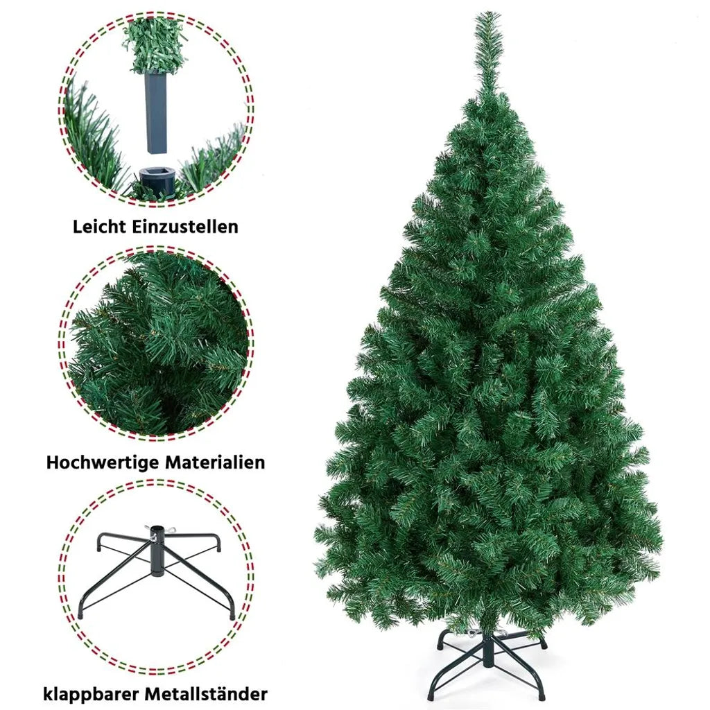 Yaheetech Arbre de Noël Artificiel - 154 cm Vert - 398 Branches - Réaliste - Support pliant - Compact - Vert