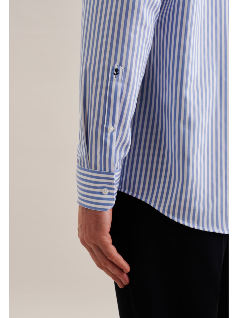 SEIDENSTICKER Regular Fit Business Shirt Blue Denim/White, Long Sleeve, Kent Collar
