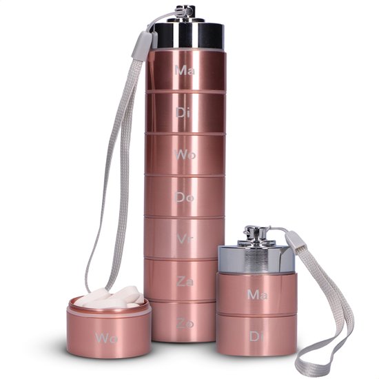 Boîte à pilules 7 jours Gandria - Boîte à pilules amovible - Boîte à pilules avec 7 compartiments - Boîte à médicaments avec fermeture solide - Étui - Étanche - Rose