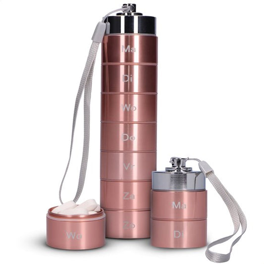Boîte à pilules 7 jours Gandria - Boîte à pilules amovible - Boîte à pilules avec 7 compartiments - Boîte à médicaments avec fermeture solide - Étui - Étanche - Rose
