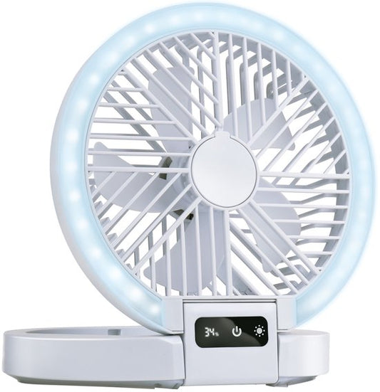 Ventilateur de table rechargeable Lifetime Air - Mini ventilateur USB 1 200 mAh - 5 vitesses et écran LED - 21 x 20,5 x 23 cm - Blanc