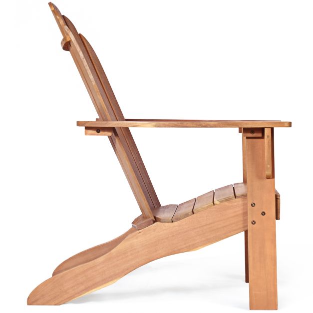 Coast Outdoor Wood Adirondack Chair 69x88x103 cm - Bois d'acacia naturel - Chaise de jardin pour terrasse, balcon et jardin