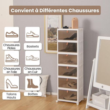 Boîtes de rangement pliables à roulettes - 40 x 37,5 x 123 cm - Portes magnétiques