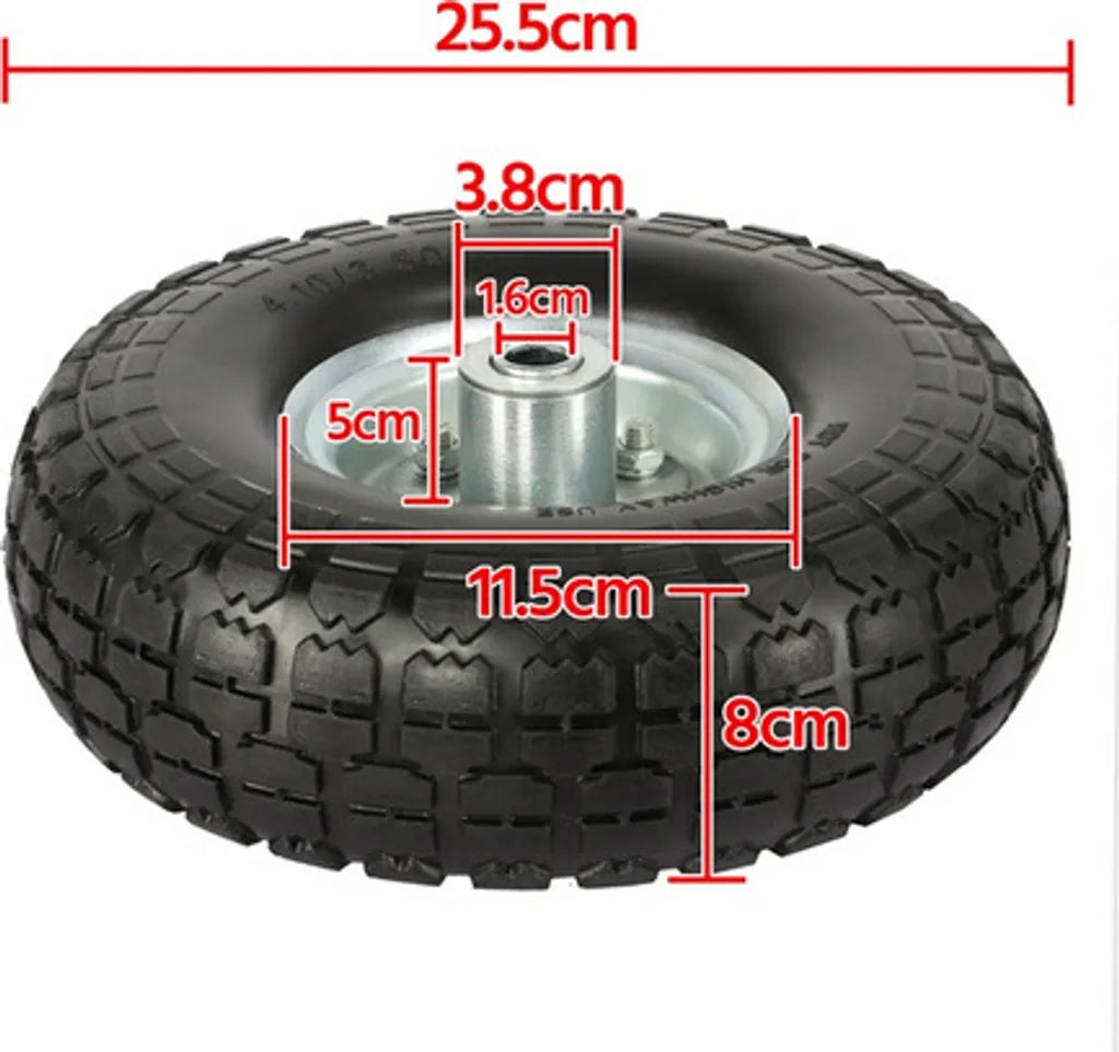 Yaheetech - Lot de 4 roues en PU massif - Ø 255 mm - Roues de rechange anti-crevaison avec jante métallique pour diable et brouette