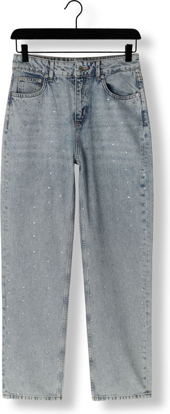 Pantalon en jean droit à taille moyenne Colourful Rebel Jones Rhinestone - S