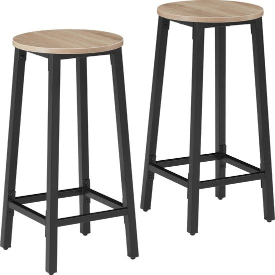 tectake - Lot de 2 tabourets de bar "Corby" - industriel - brun clair - 404333