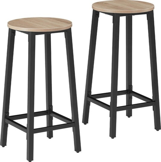 tectake - Lot de 2 tabourets de bar "Corby" - industriel - brun clair - 404333
