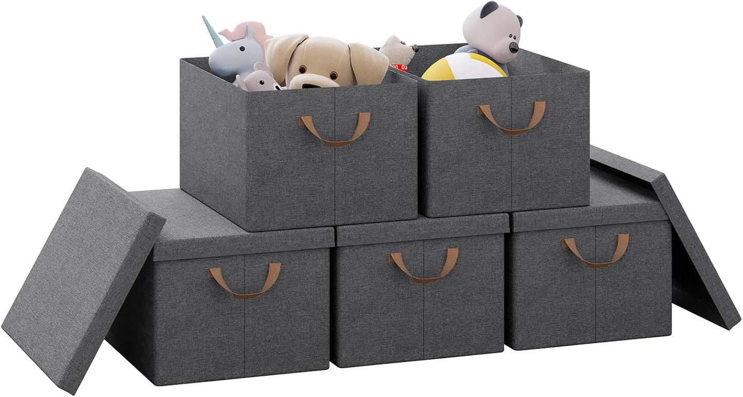 Lot de 5 boîtes de rangement WOLTU - Gris - 43 x 26 x 33 cm