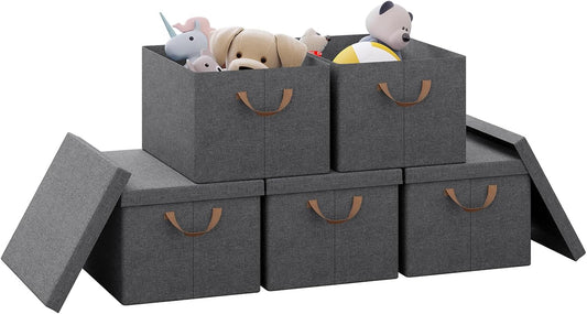 Lot de 5 boîtes de rangement WOLTU - Gris - 43 x 26 x 33 cm