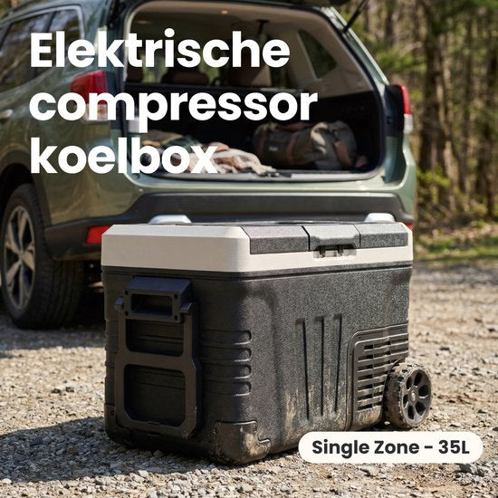 Auronic Electric Cool Box - Compresseur - 35L - 12V et 240 volts - Réfrigérateur de camping - Frigobox Car - Noir
