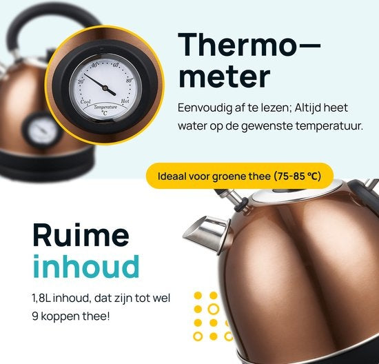 MOA Retro Kettle Copper 1.8 litres - Électrique - acier inoxydable - EK3TC