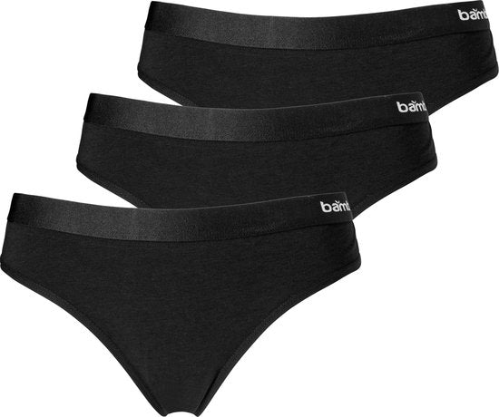 Apollo Ladies Thong Black Bamboo 3-pack - Size XL