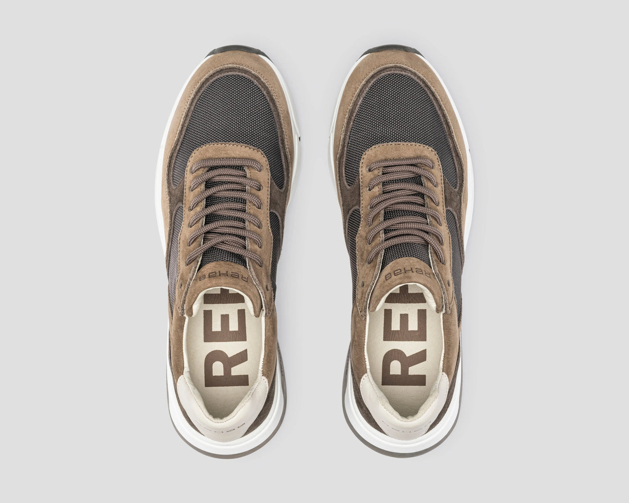 Baskets homme Rehab Booster Mix - Daim et mesh taupe - Taille 44 - Semelle caoutchouc confortable