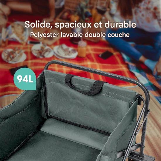 LifeGoods Chariot - Pliable - Capacité de charge 80KG - 94L - Polyester lavable - Vert