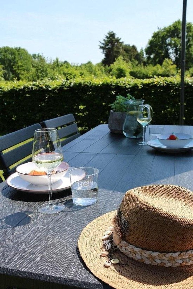 ERRO Table pliante - Table de camping - table pliante - table pliante - aspect bois - 180x74cm - noir
