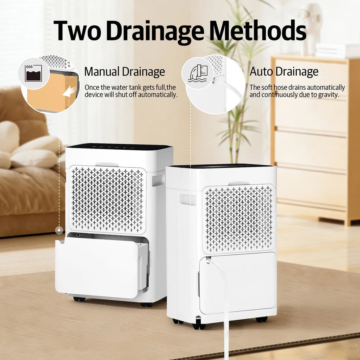 Déshumidificateur Truliva 25 L/jour - Fonction de séchage du linge - Dégivrage automatique - R290 - Réservoir d'eau de 2,8 L - 32 x 28 x 52,7 cm