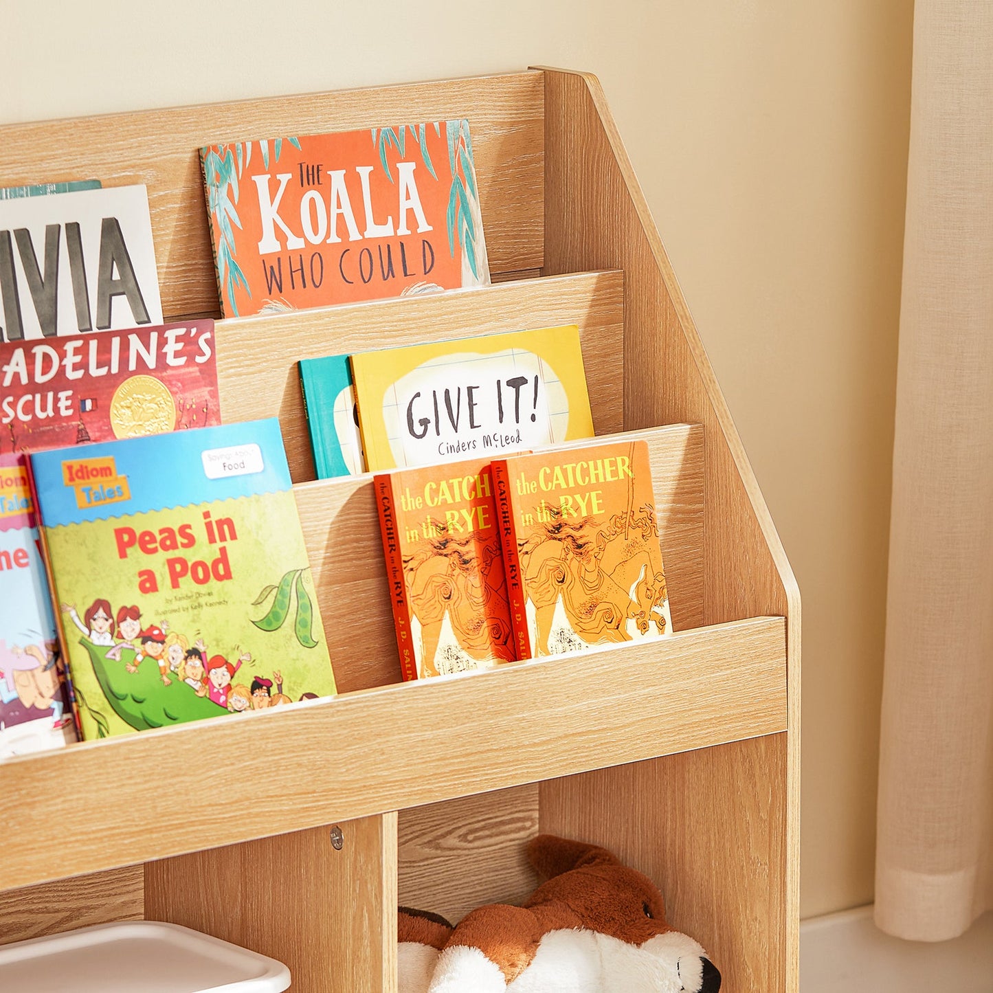 SoBuy KMB01-N Bibliothèque enfant en bois - 73x30x80 cm - 3 étagères et 2 compartiments ouverts