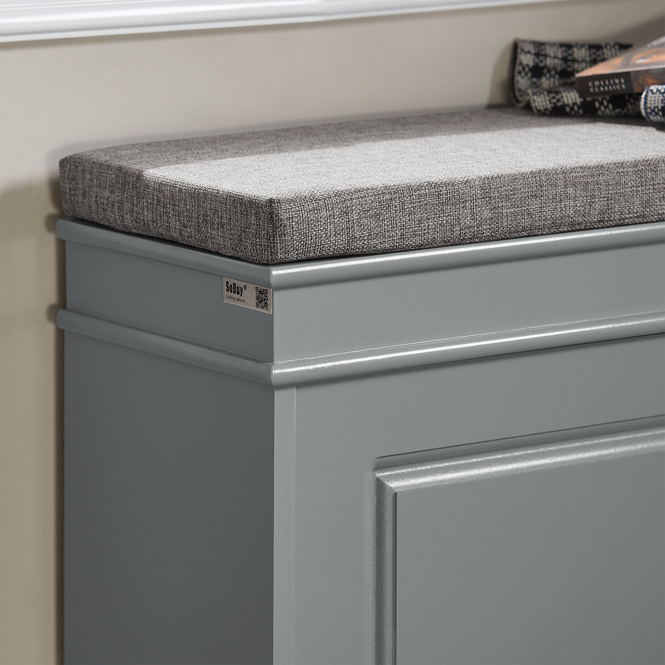 SoBuy FSR82-K-HG Meuble à chaussures avec siège - 75 x 24 x 51 cm - Gris