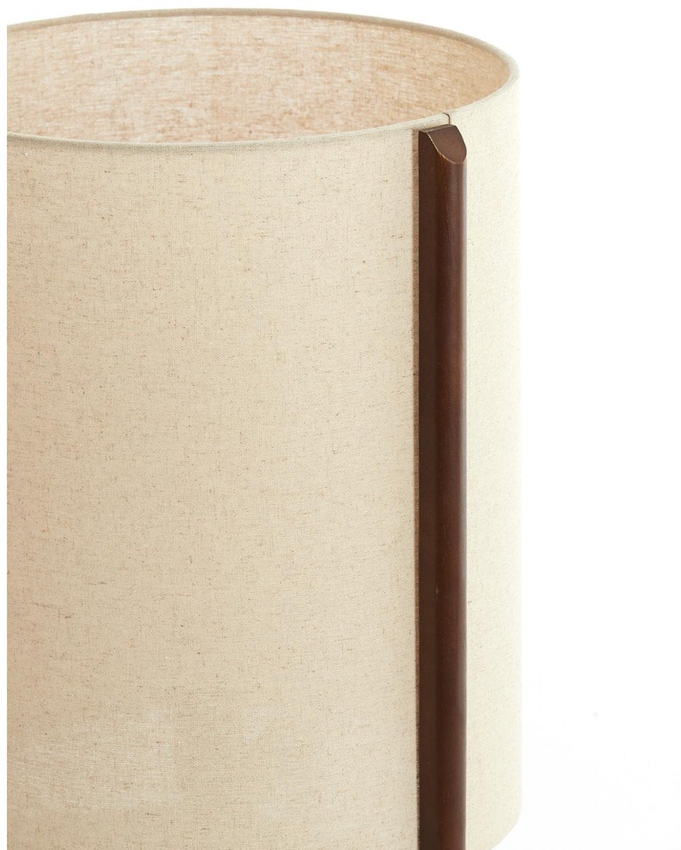 Light & Living Lampe de table Litto - Bois brun foncé - Abat-jour tissu crème Ø35cm