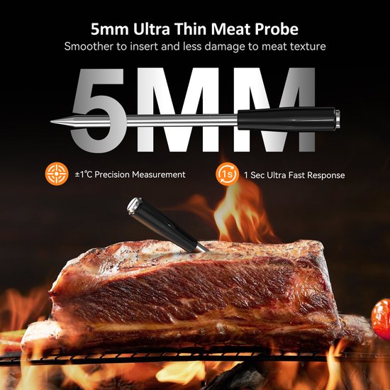 Thermomètre à viande sans fil Bluetooth INKBIRD, nouveau modèle 2025, sonde ultra-fine de 5 mm