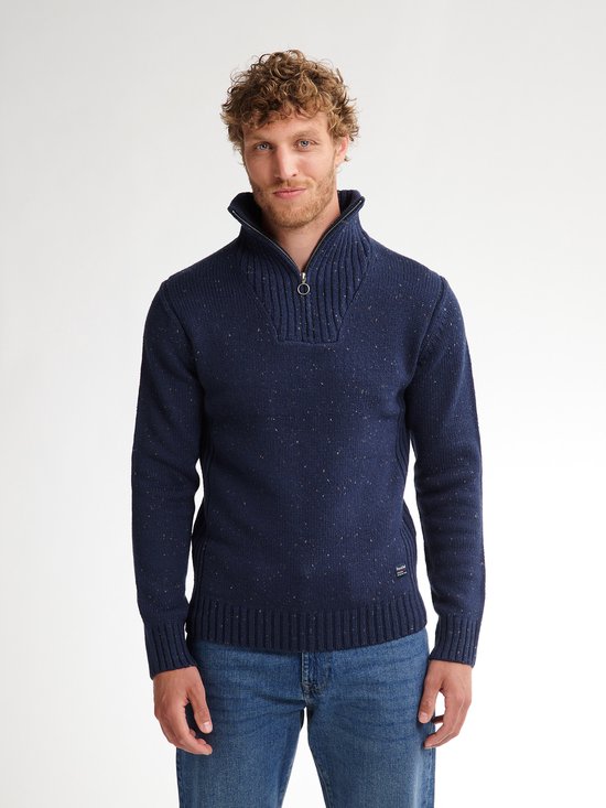 Petrol Industries - Pull en maille à demi-zip pour homme Denver - Bleu - Taille L