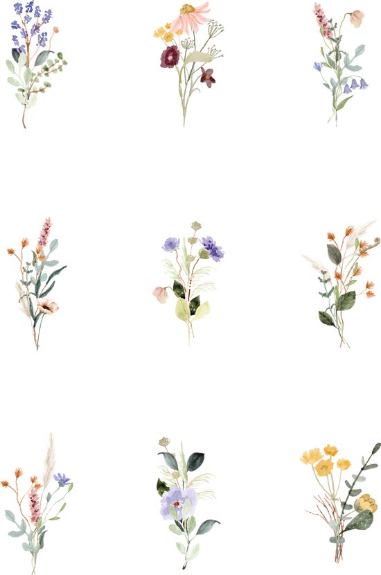 Partizzle 36x Cartes de vœux fleurs sèches avec enveloppes - Sans texte - Envoi de belles cartes postales botaniques - Carte de félicitations mariage - Aquarelle florale / fleurs / nature - 15x10 cm