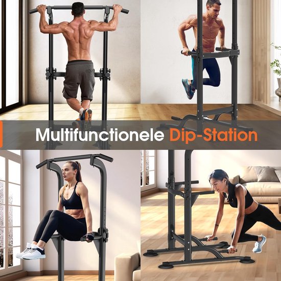 DH FitLife Power Tower Dip Station | pull-up bar freestanding | dip bars back trainer | power station strength tower | fitness station | power rack for home gym | strength training for home