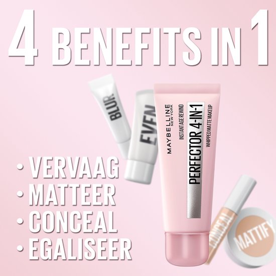 Maybelline New York - Instant Age Rewind Perfector 4-en-1 Mat - Deep - Base, correcteur, BB crème et poudre dans un seul tube - 30 ml