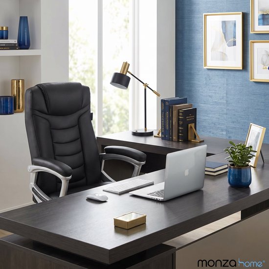 Fauteuil de bureau Monza Home® noir – Fauteuil de bureau ergonomique – Cuir PU – Réglable – Capacité de charge de 150 kg – Fauteuil de direction haut de gamme