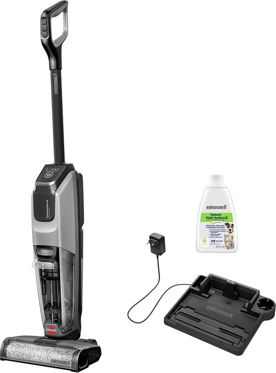 Nettoyeur de sol BISSELL CrossWave® OmniForce™ Select - Aspirateur sans fil avec fonction de lavage - Nettoyeur de taches pour sols durs - Aspirateur balai sans fil - Aspirateur 2 en 1 avec LED - Très puissant : 31 aW - Technologie ZeroGap™ - 3912 N