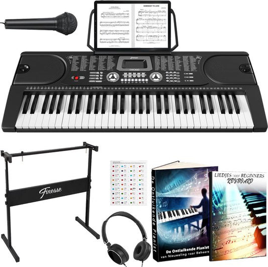 Finesse Keyboard Piano - Stand & Accessories - 61 touches - Digital Piano - Electric Piano - Child