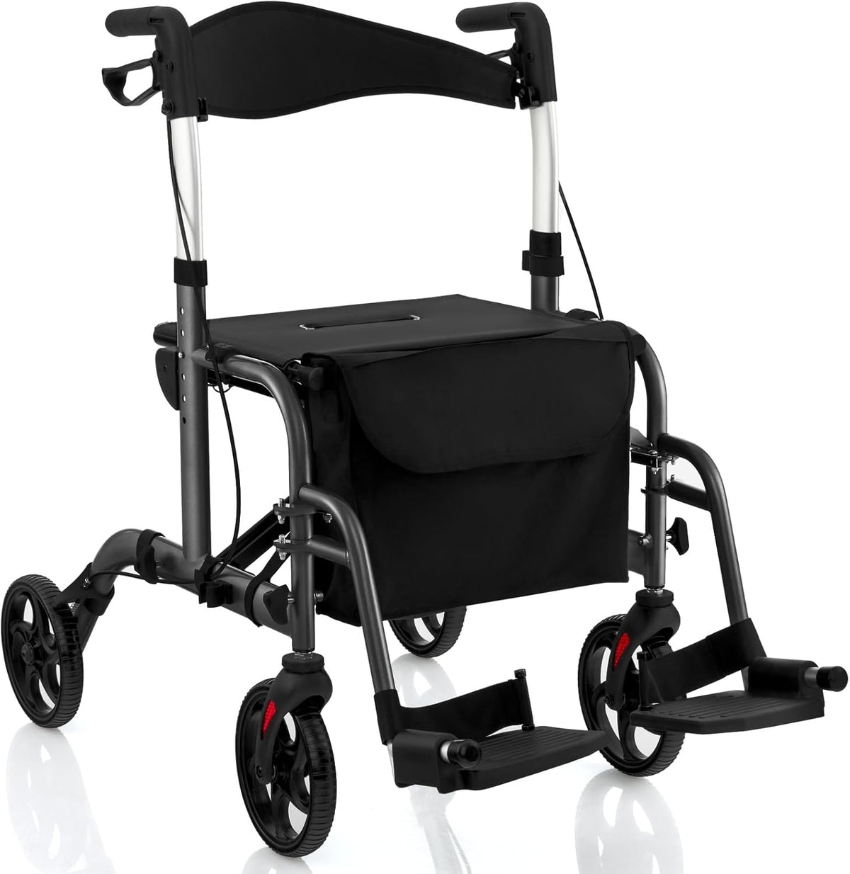Déambulateur pliable Coast - Multifonctionnel - Hauteur réglable - Avec support pour sac et bâton - Noir