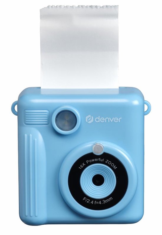 Denver Kids' Camera Full HD with Printer - Selfie Camera - 20MP - Digital Camera Kids - Photo - Video - Games - KPC1363 Blue