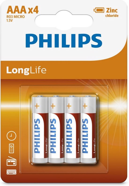 Philips LongLife Battery AAA 4-pack