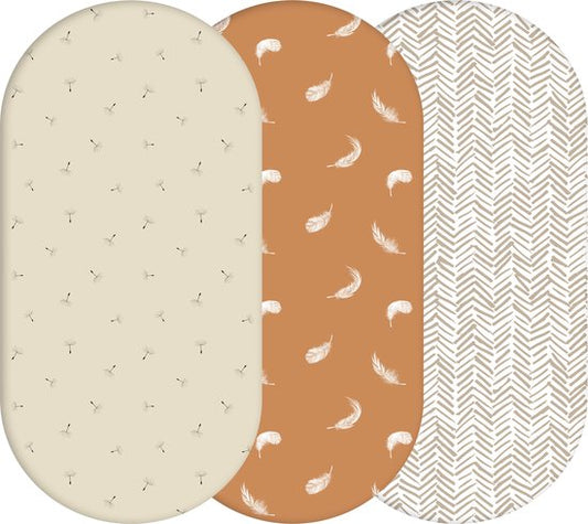 Yunioo® Drap berceau universel │ Drap-housse bébé pour landau, panier à langer et panier mosaïque │ Housse de matelas à langer │ Cadeau de maternité baby shower │ 3-pack │40x80 cm élastiqué