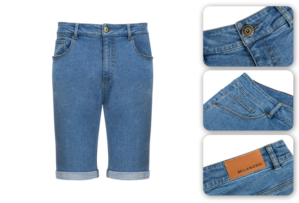 Milanoro - L - Short en jean - Homme - Bleu clair