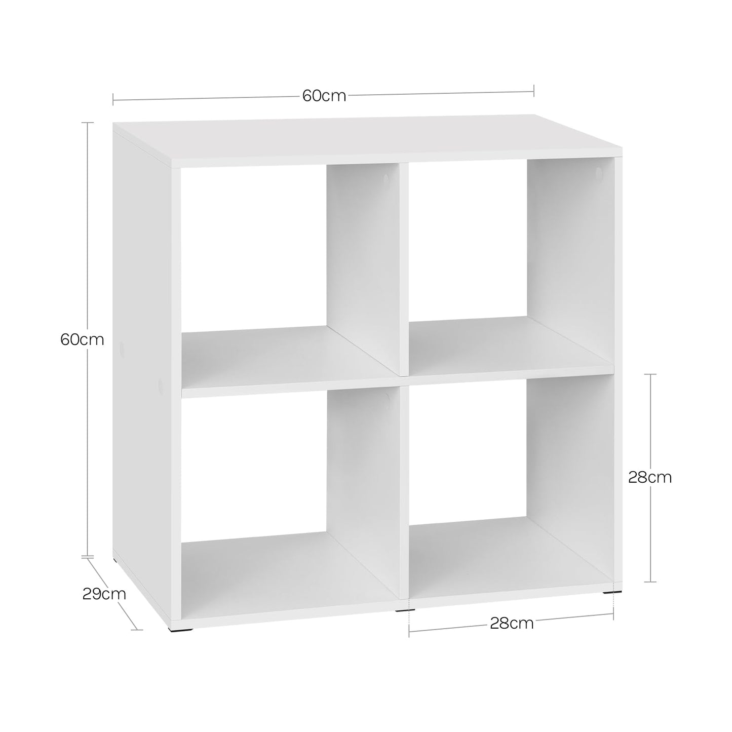 Bibliothèque cubique WOLTU SK053ws - 4 compartiments ouverts - chêne clair - 60 x 60 x 29 cm