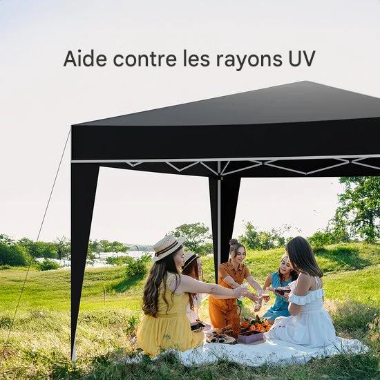 LifeGoods Party Tent Plus - Tente pliante - 3x3m - Montage facile - Armature renforcée - Imperméable - Sac de transport - Noir