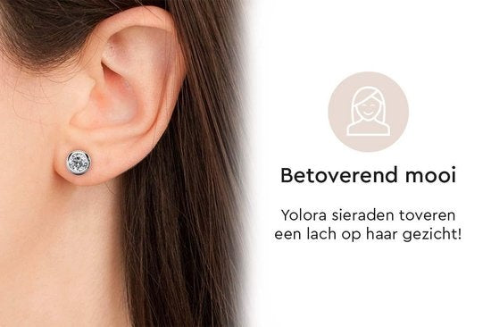 Yolora Boucles d'oreilles pour dames avec cristaux Kalpa Camaka ronds - couleur argent - plaqué or blanc 18K