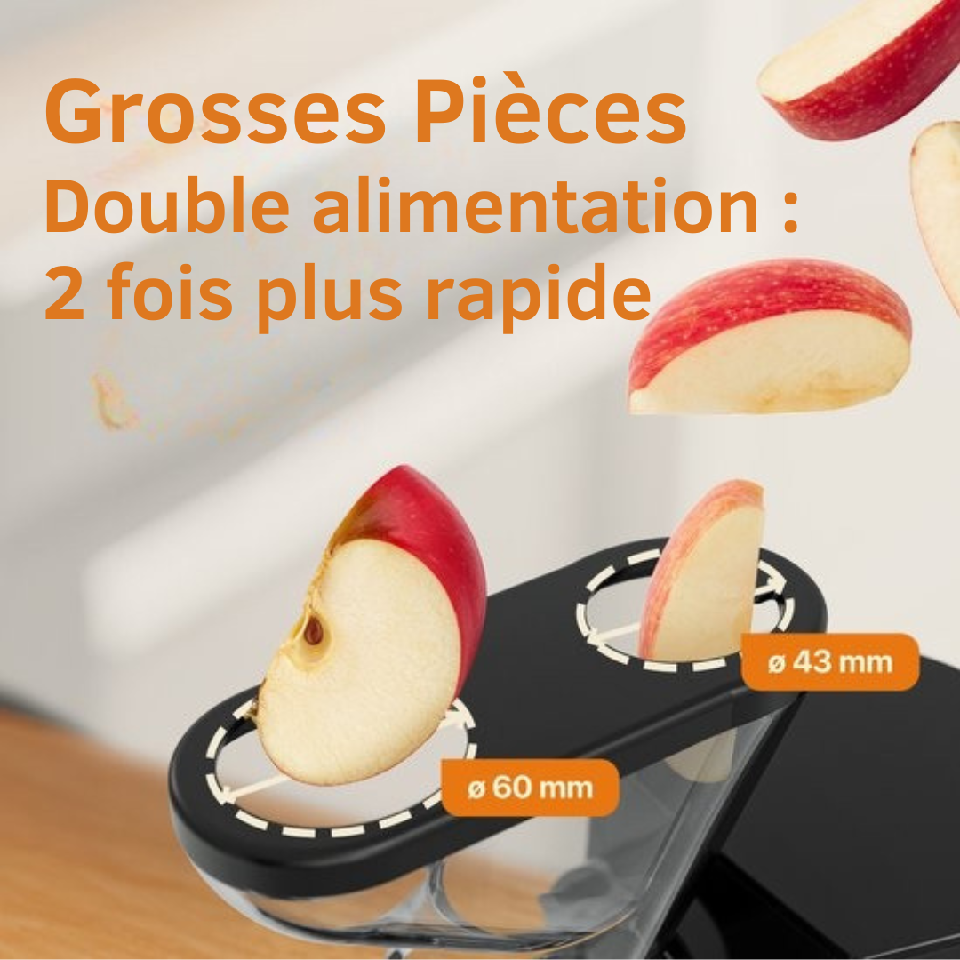 KitchenBrothers Slowjuicer - Presse-agrumes - Presse-légumes et fruits - Alimentation 43 mm et 60 mm - 400 ml - Noir