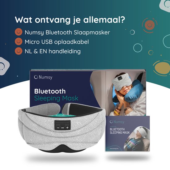 Numsy Sleep Mask Bluetooth - Casque de sommeil - Bandeau